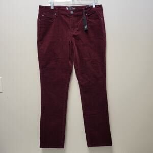 Kut From The Kloth Catherine Boyfriend Pants Size 12 Wine Burgundy Corduroy